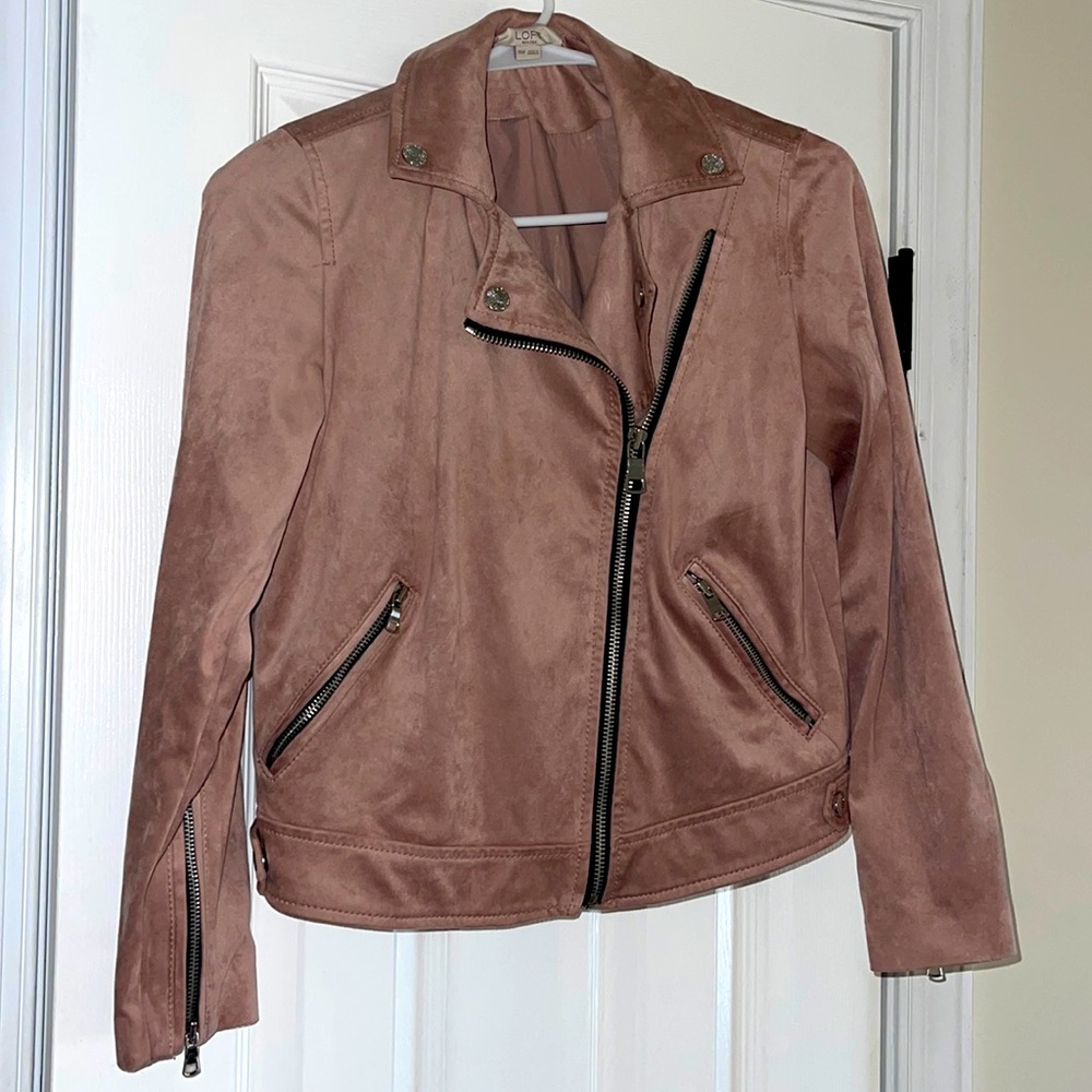 Faux suede moto jacket